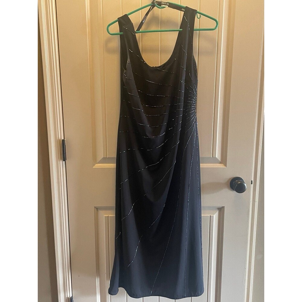 Size 12 De Laru dress delaru black beaded dress sunburst evening gown